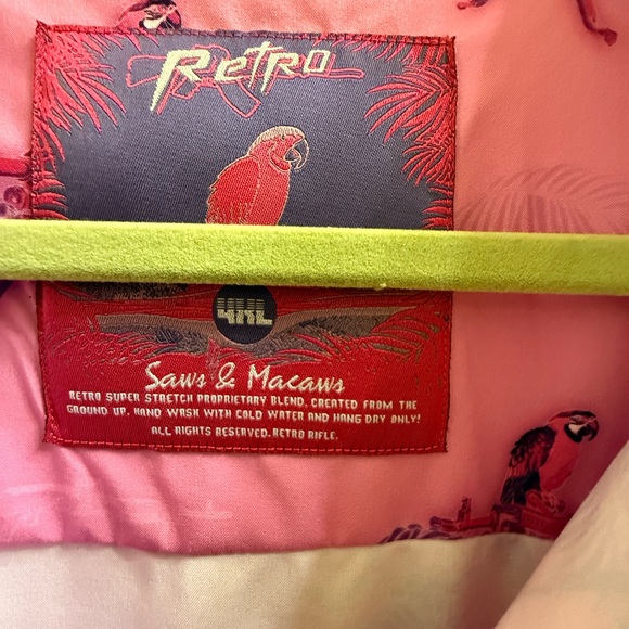 Retro Rifle Tropical Pink Men's Casual Shirt - Picture 3 of 4